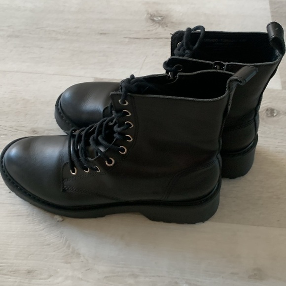 Steve Madden‎ Tornado ankle combat boot black leather 9.5 lace up zipper - Picture 5 of 13